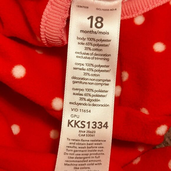 Carter’s Baby Girl Fleece Footie Pajamas Red Reindeer 18 Months - Picture 5 of 7